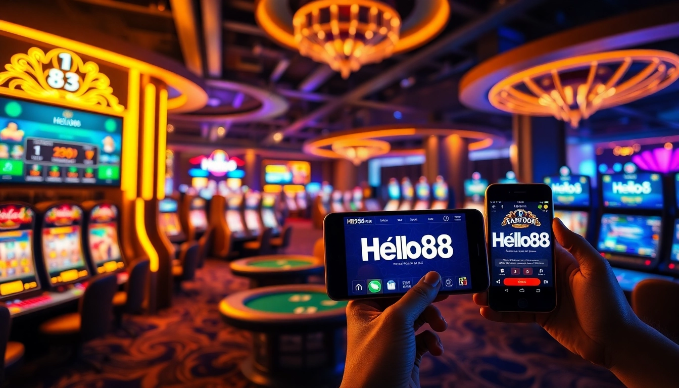 Hello88win.live offers a thrilling online gaming experience with luxurious casino settings, showcasing slots and sports betting.