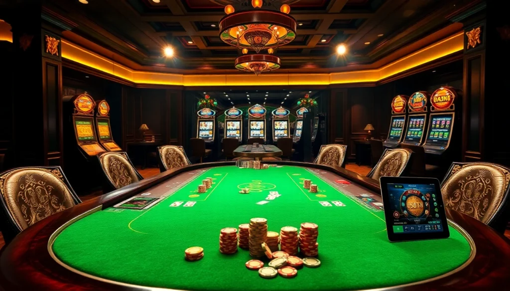 Experience the thrill of Go8 gaming at an upscale poker table with elegant decor and vibrant energy.