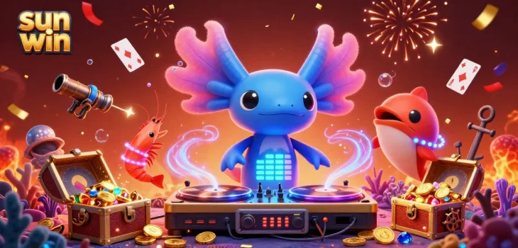 Experience winning with sun win's vibrant underwater casino adventure featuring lively characters.